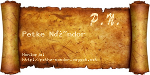 Petke Nándor névjegykártya